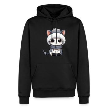 Katze Winter Comic Niedlich - Männer Premium Bio Hoodie - Schwarz - Vorne - Nico (187cm)
