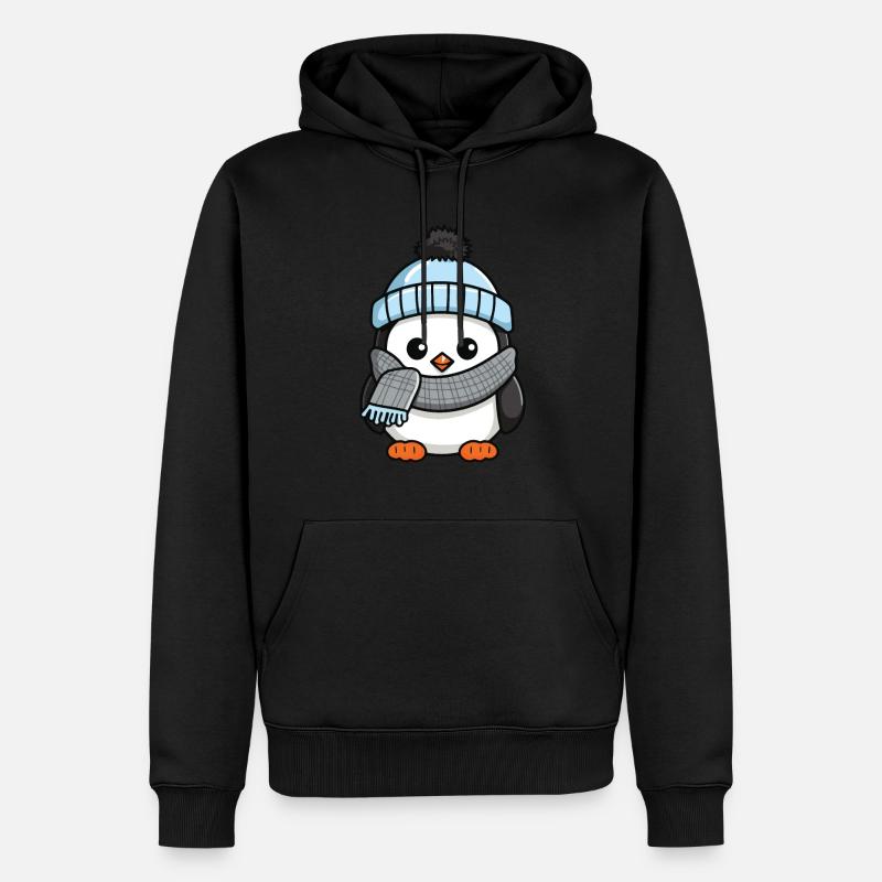 Pingouin Hiver Bande Dessinée Mignon - Sweat à capuche Premium bio Homme - noir