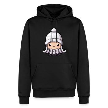 Oktopus Winter Krake Comic Niedlich - Männer Premium Bio Hoodie - Schwarz - Vorne - Nico (187cm)