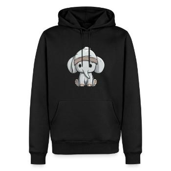 Elefant Winter Comic Niedlich - Männer Premium Bio Hoodie - Schwarz - Vorne - Nico (187cm)