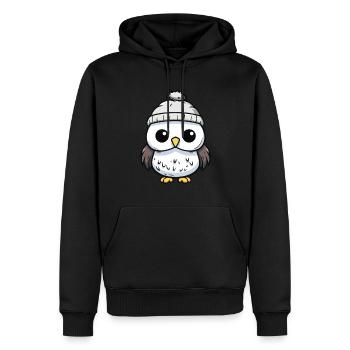 Hibou Hiver Bande Dessinée Mignon - Sweat à capuche Premium bio Homme - noir - Devant - Nico (187cm)