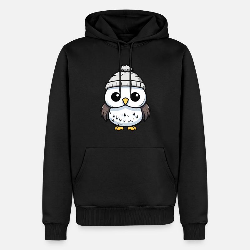 Eule Winter Comic Niedlich - Männer Premium Bio Hoodie - Schwarz