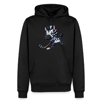 Zebra auf dem Eis: Eishockey neu definiert! - Männer Premium Bio Hoodie - Schwarz - Vorne - Nico (187cm)