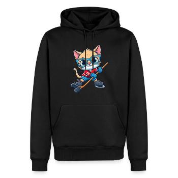 Eishockey Katze: Das süßeste Talent auf dem Eis! - Männer Premium Bio Hoodie - Schwarz - Vorne - Nico (187cm)