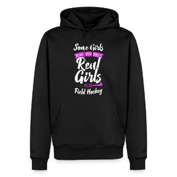 Hockey sur gazon avec lequel certaines filles jouent - Sweat à capuche Premium bio Homme - noir - Devant - Nico (187cm)