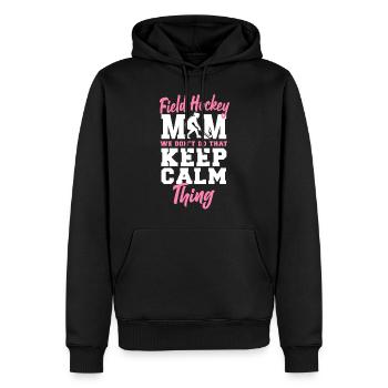 Maman de hockey sur gazon Maman de hockey sur gazon - Sweat à capuche Premium bio Homme - noir - Devant - Nico (187cm)