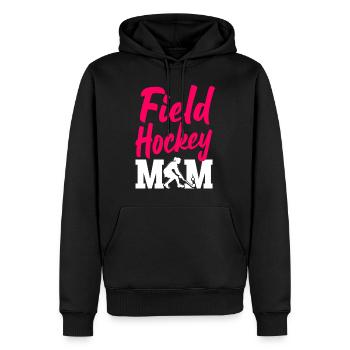 Maman de hockey sur gazon Maman de hockey sur gazon - Sweat à capuche Premium bio Homme - noir - Devant - Nico (187cm)