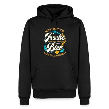Fische und Bier Angler Geschenk zum Fischen Angeln - Männer Premium Bio Hoodie - Schwarz - Vorne - Nico (187cm)