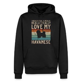 Gifts for Havanese Dog Lovers - Men’s Premium Organic Hoodie - black - Front - Nico (187cm)
