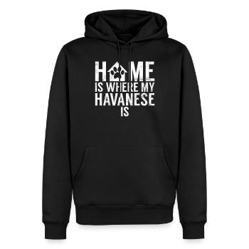 Cadeaux pour les amoureux des chiens bichons havanais - Sweat à capuche Premium bio Homme - noir - Devant - Nico (187cm)