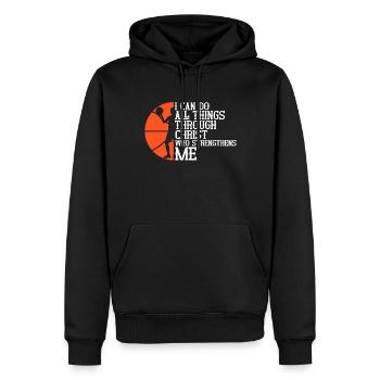 Basket-ball chrétien Jésus parle religieux - Sweat à capuche Premium bio Homme - noir - Devant - Nico (187cm)