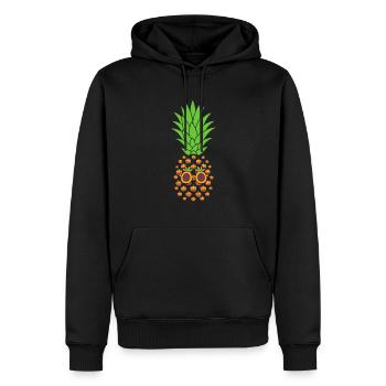 Drôle de citrouille ananas d’Halloween - Sweat à capuche Premium bio Homme - noir - Devant - Nico (187cm)