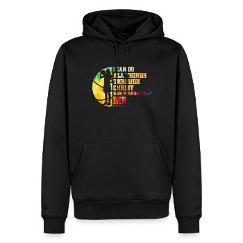 Basket-ball chrétien Jésus parle religieux - Sweat à capuche Premium bio Homme - noir - Devant - Nico (187cm)