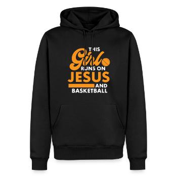 Basket-ball chrétien Jésus parle religieux - Sweat à capuche Premium bio Homme - noir - Devant - Nico (187cm)