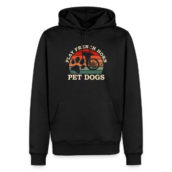 Französischer Hornhund -Spieler Hornist Messing - Männer Premium Bio Hoodie - Schwarz - Vorne - Nico (187cm)