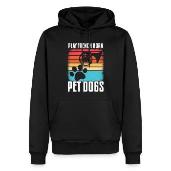 Französischer Hornhund -Spieler Hornist Messing - Männer Premium Bio Hoodie - Schwarz - Vorne - Nico (187cm)