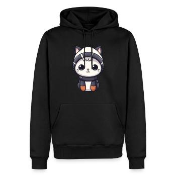 Bande dessinée d’hiver de chat - Sweat à capuche Premium bio Homme - noir - Devant - Nico (187cm)