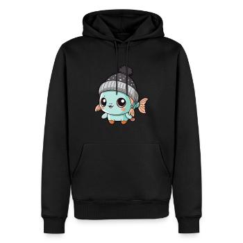 Fisch Winter Comic - Männer Premium Bio Hoodie - Schwarz - Vorne - Nico (187cm)