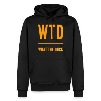 What the Duck lustiges Geschenk WTD - Männer Premium Bio Hoodie - Schwarz - Vorne - Nico (187cm)