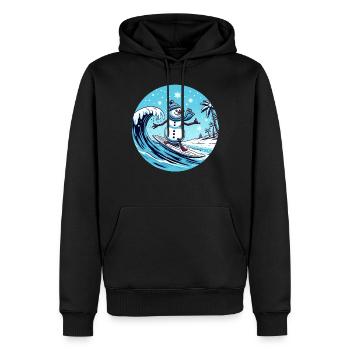 Winter Schneemann Surfer Eiswellen Schneelandschaf - Männer Premium Bio Hoodie - Schwarz - Vorne - Nico (187cm)