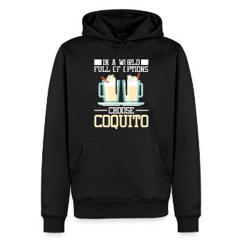 Porto Rico Lait de poule portoricain - Sweat à capuche Premium bio Homme - noir - Devant - Nico (187cm)