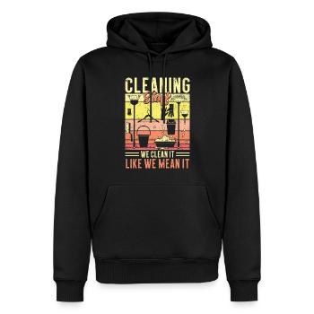 Personnel de nettoyage - Sweat à capuche Premium bio Homme - noir - Devant - Nico (187cm)