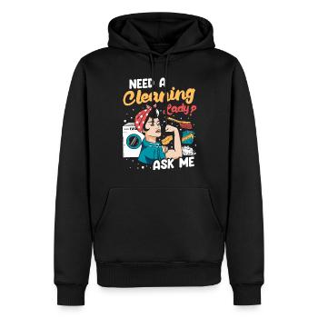 Need A Cleaning Lady - Männer Premium Bio Hoodie - Schwarz - Vorne - Nico (187cm)