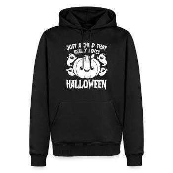 Juste un enfant qui aime vraiment Halloween - Kids Hal - Sweat à capuche Premium bio Homme - noir - Devant - Nico (187cm)