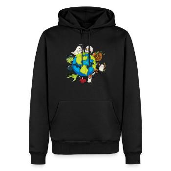Funny Halloween Earth Halloween Ghost Pumpkin - Männer Premium Bio Hoodie - Schwarz - Vorne - Nico (187cm)