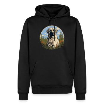 Kangal - Männer Premium Bio Hoodie - Schwarz - Vorne - Nico (187cm)