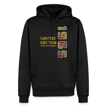 ANNÉE 1965 - Sweat à capuche Premium bio Homme - noir - Devant - Nico (187cm)
