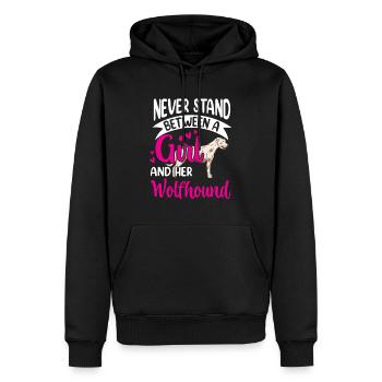 Fille et son Irish Wolfhound Wolfhound - Sweat à capuche Premium bio Homme - noir - Devant - Nico (187cm)