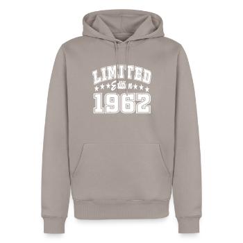 Limited Edition 1962 - Men’s Premium Organic Hoodie - taupe - Front - Nico (187cm)
