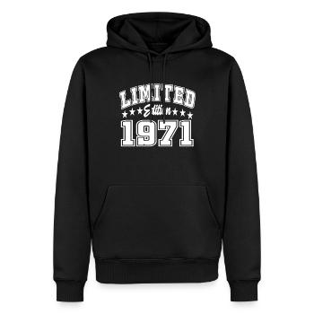 Édition limitée 1971 - Sweat à capuche Premium bio Homme - noir - Devant - Nico (187cm)
