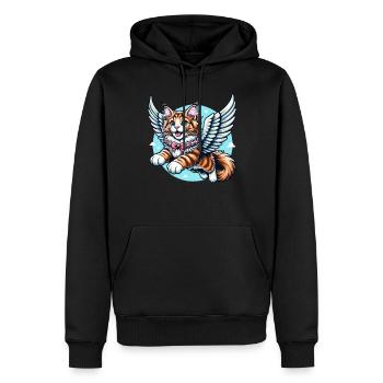 Maine Coon Cat Angel Flying - Men’s Premium Organic Hoodie - black - Front - Nico (187cm)