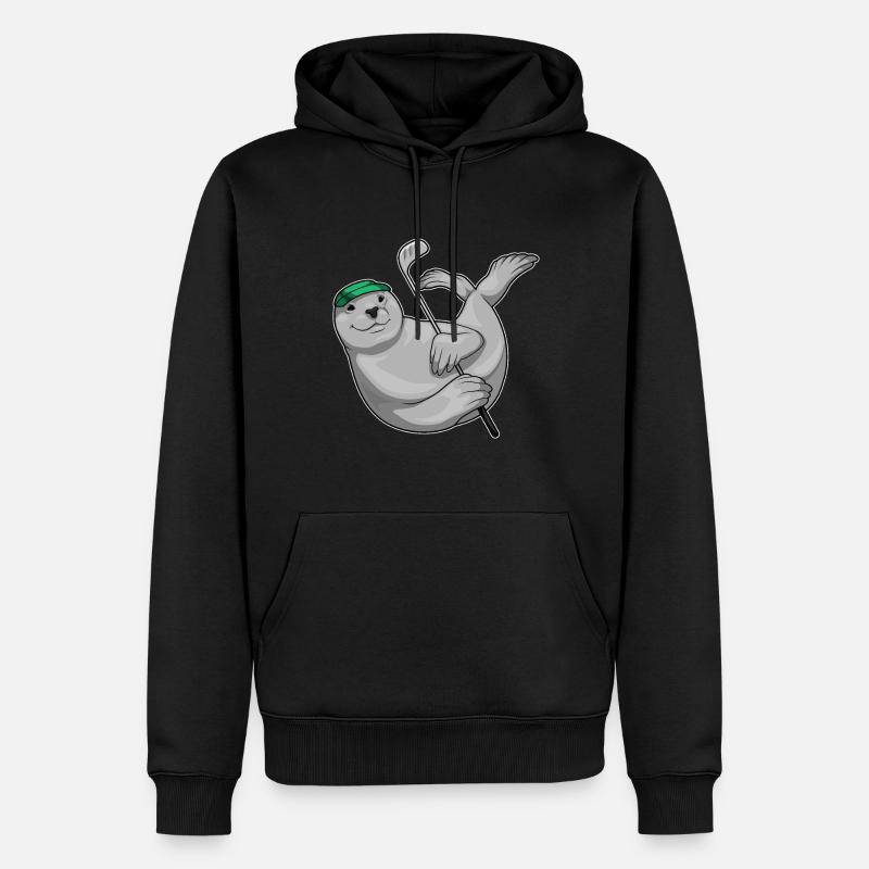 Seehund Golf Golfschläger - Männer Premium Bio Hoodie - Schwarz