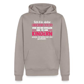 Stiefmutter Stiefmama Bonusmama - Männer Premium Bio Hoodie - Taupe - Vorne - Nico (187cm)
