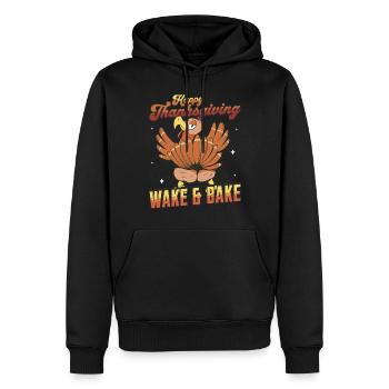 Joyeux Thanksgiving - Wake And Bake Drôle de dinde - Sweat à capuche Premium bio Homme - noir - Devant - Nico (187cm)