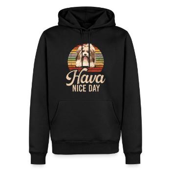 Cadeaux pour les amoureux des chiens bichons havanais - Sweat à capuche Premium bio Homme - noir - Devant - Nico (187cm)