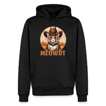 Miaou Chat Miow Chapeau de cow-boy Musique Country Texas - Sweat à capuche Premium bio Homme - noir - Devant - Nico (187cm)