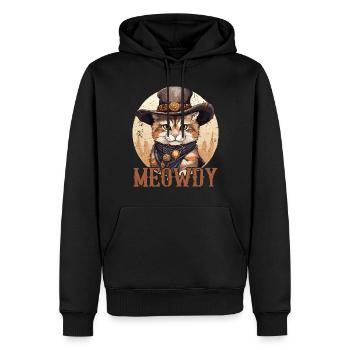 Miaou Chat Miow Chapeau de cow-boy Musique Country Texas - Sweat à capuche Premium bio Homme - noir - Devant - Nico (187cm)