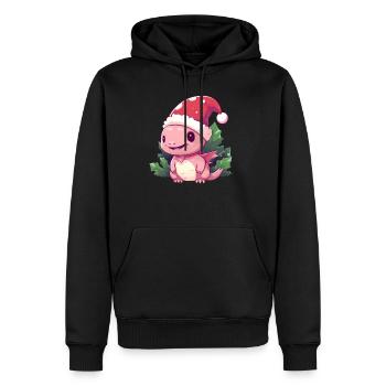 Noël Axolotl Gui - Sweat à capuche Premium bio Homme - noir - Devant - Nico (187cm)