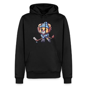 Cute Comic Löwe Eishockey-Spieler - Männer Premium Bio Hoodie - Schwarz - Vorne - Nico (187cm)