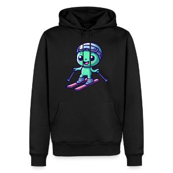 Extraterrestre Vert Ski Alien - Sweat à capuche Premium bio Homme - noir - Devant - Nico (187cm)