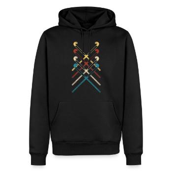 Hockey sur gazon Retro Hockey Sticks - Sweat à capuche Premium bio Homme - noir - Devant - Nico (187cm)