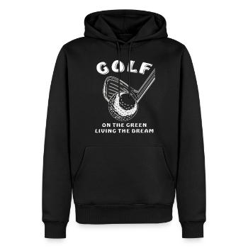 GOLF ON THE GREEN LIVING THE DREAM - Männer Premium Bio Hoodie - Schwarz - Vorne - Nico (187cm)