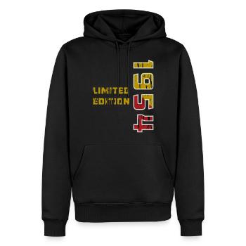 ANNÉE 1954 - Sweat à capuche Premium bio Homme - noir - Devant - Nico (187cm)