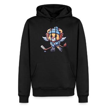 Süßer Comic Löwe Flügel Eishockey - Männer Premium Bio Hoodie - Schwarz - Vorne - Nico (187cm)