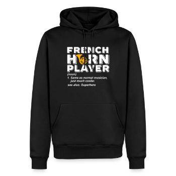 Französischer Horn -Spieler Hornist Messing Musik - Männer Premium Bio Hoodie - Schwarz - Vorne - Nico (187cm)