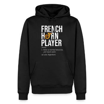 Französischer Horn -Spieler Hornist Messing Musik - Männer Premium Bio Hoodie - Schwarz - Vorne - Nico (187cm)